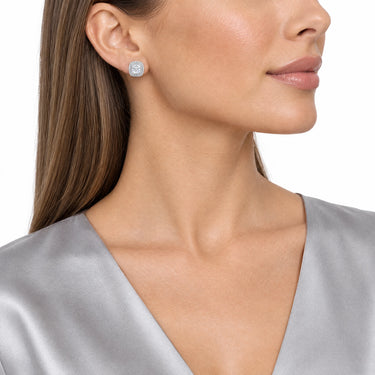 Aveline Cushion Double Halo Stud Earrings