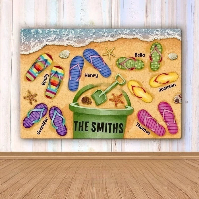 Joy Lives at the Beach - Custom Family Decorative Mat for Your Home - Perfect Housewarming Gift for Family Members