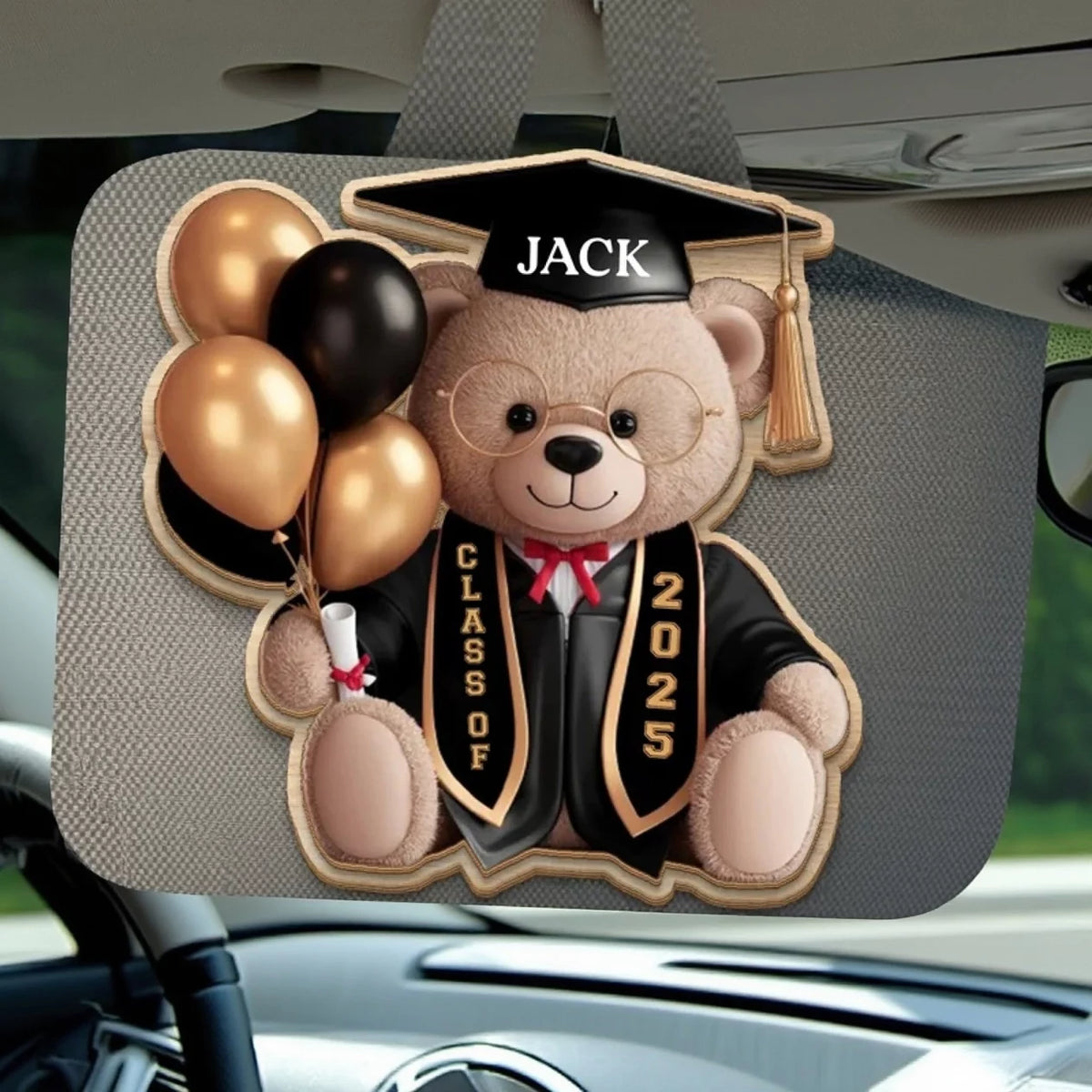 Graduated with Honors and Hugs - Customized Family Car Visor Clip - Meaningful Graduation Keepsake for Family, Friends