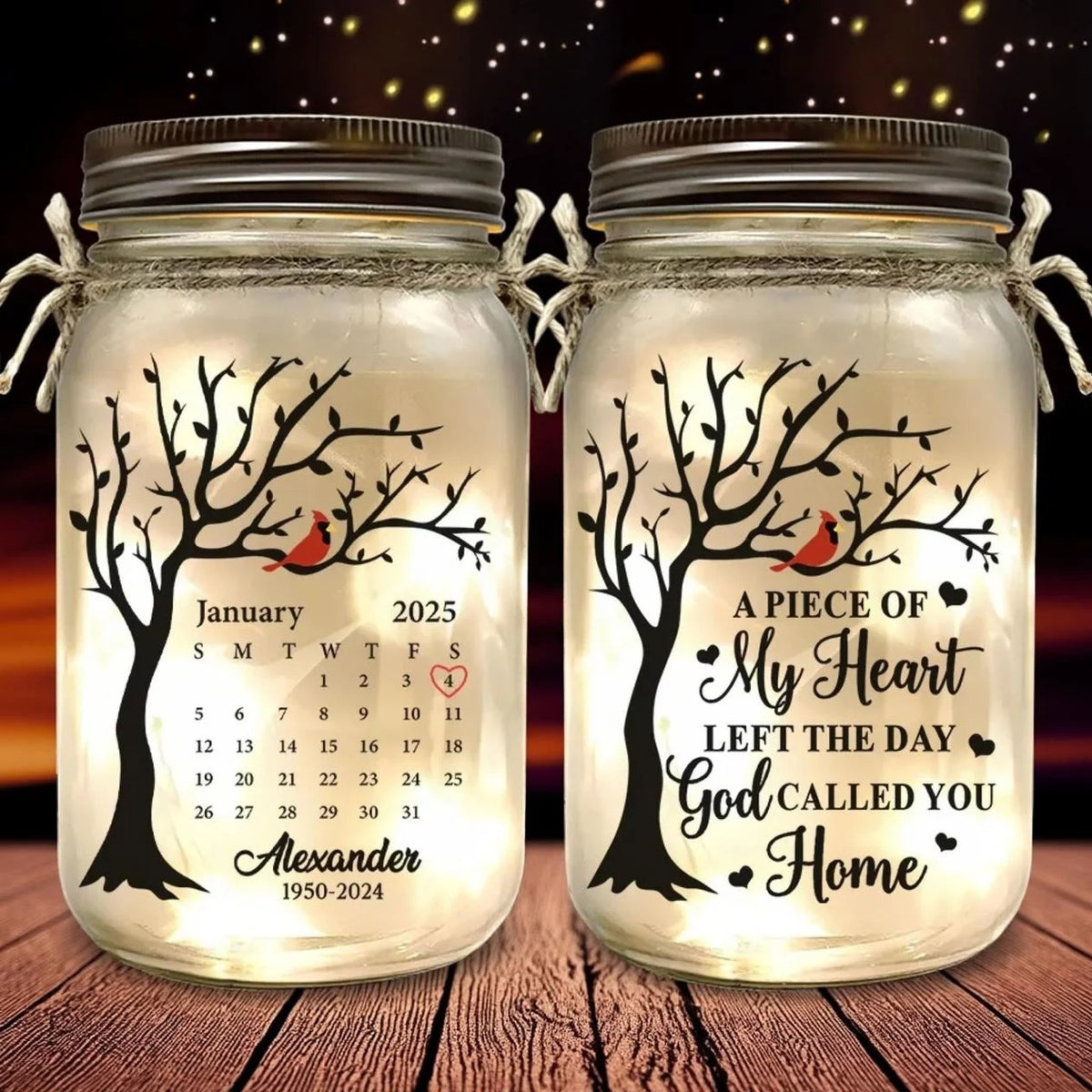 Light in the Midst of Struggle - Custom Family  Mason Jar Light - A Comforting Gift for Grieving Family Members