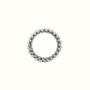Clash White Double Row Pyramid Stud Ring