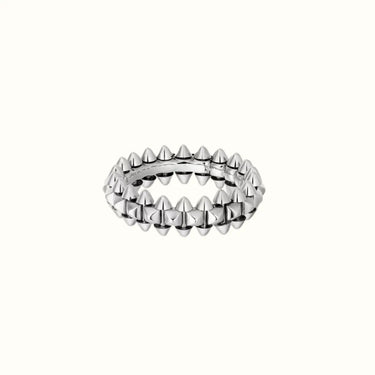 Clash White Double Row Pyramid Stud Ring