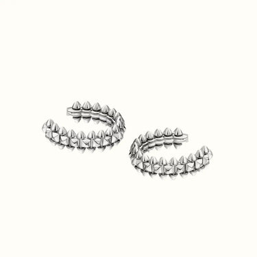 Clash White Wide Pyramid Stud Hoop Earrings