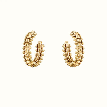 Clash Yellow Wide Pyramid Stud Hoop Earrings