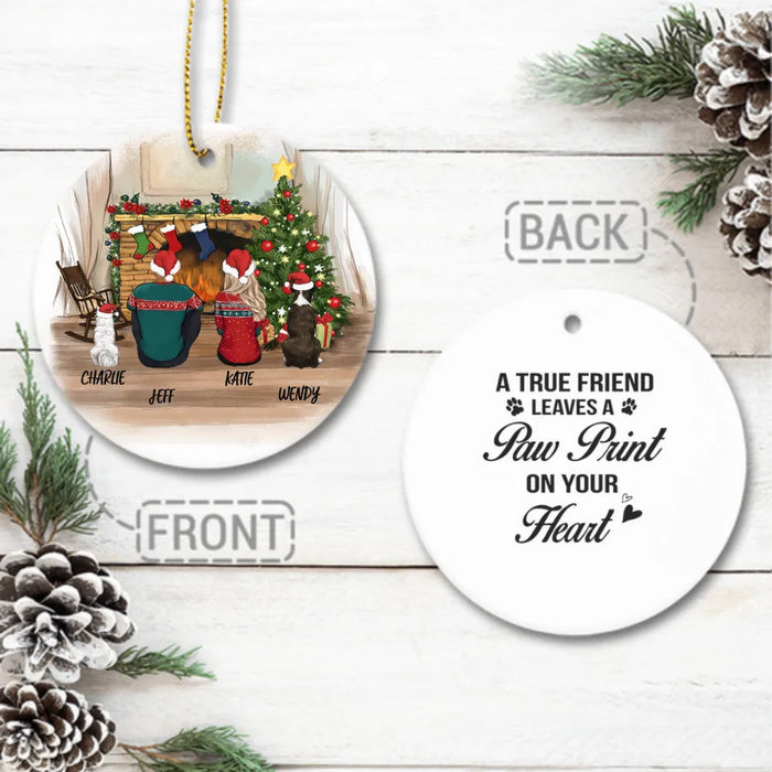 Custom Dog Ornament - Ornaments For Dog Lovers - Dog Christmas Ceramic Ornament - Gifts For Dog Lovers (2 Sides 2 Designs) - Dog & Couple - Custom Message