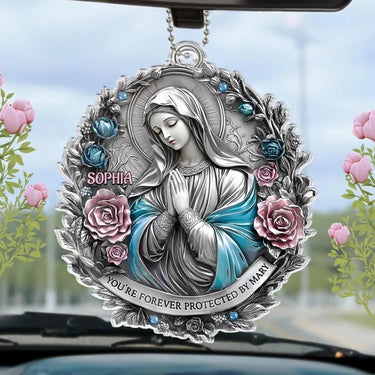 Stay with Me in Stillness - Custom Acrylic Car Ornament – Personalized Family Design - Gift For Family Members