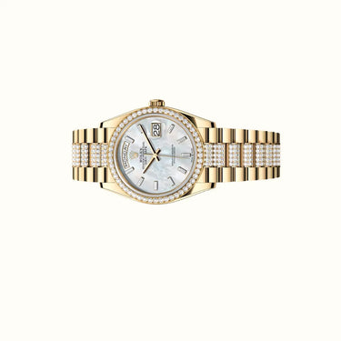 Day-Date 36mm 128348RBR Pearlescent White Dial