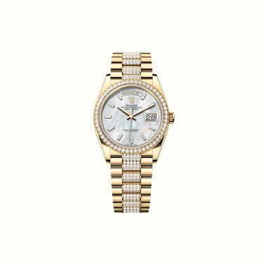 Day-Date 36mm 128348RBR Pearlescent White Dial