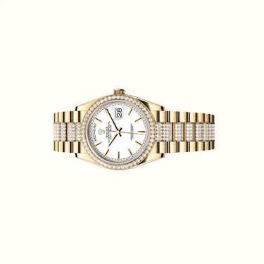 Day-Date 36mm 128348RBR White Dial Stone-Set