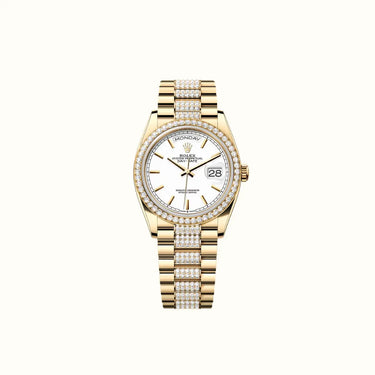 Day-Date 36mm 128348RBR White Dial Stone-Set