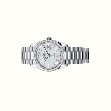 Day-Date 36mm 128396TBR Pearlescent White Dial