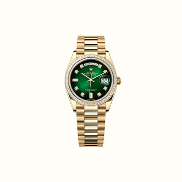 Day-Date 36mm 128398TBR Green Dial Stone-Set