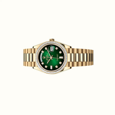 Day-Date 36mm 128398TBR Green Dial Stone-Set