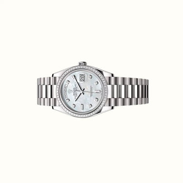 Day-Date 36mm 128399TBR Pearlescent White Dial