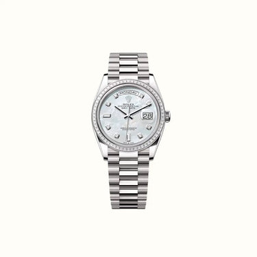 Day-Date 36mm 128399TBR Pearlescent White Dial