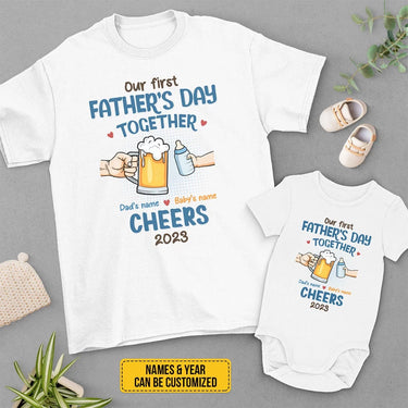 To Our First Father's Day: A Day to Remember! - Customized Matching T-Shirts and Baby Onesies for the Whole Family! - Perfect Gifts for Father's Day and New Dads at Baby Showers