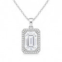 Elara Emerald Cut Halo Pendant Necklace