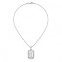 Elara Emerald Cut Halo Pendant Necklace