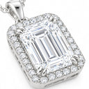 Elara Emerald Cut Halo Pendant Necklace