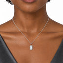 Elara Emerald Cut Halo Pendant Necklace