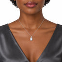 Elara Emerald Cut Halo Pendant Necklace