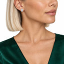 Elara Emerald Cut Halo Stud Earrings