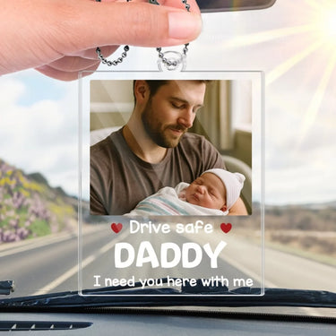 Custom Photo Your Baby Is Waiting for You - Personalized Family Custom Car Ornament – Acrylic Shaped Design - Father’s Day Gift for Dad, Grandpa