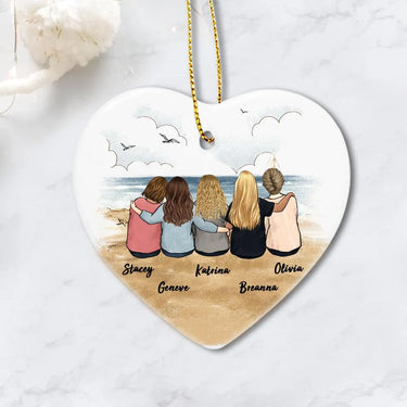Friends Christmas Ornaments - Personalized Best Friend Christmas Gift Ideas Ceramic Ornament - Beach - (PRINTED ON BOTH SIDES)