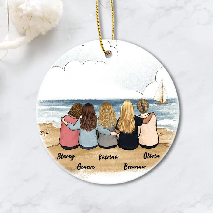 Friends Christmas Ornaments - Personalized Best Friend Christmas Gift Ideas Ceramic Ornament - Beach - (PRINTED ON BOTH SIDES)