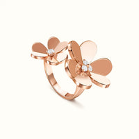 Frivole Rose Double Flower Center Stone Ring