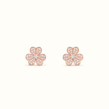 Frivole Rose Pavé Flower Earrings