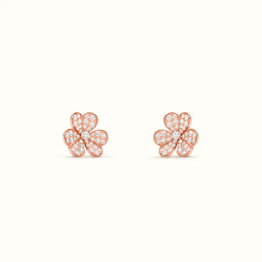 Frivole Rose Pavé Flower Earrings