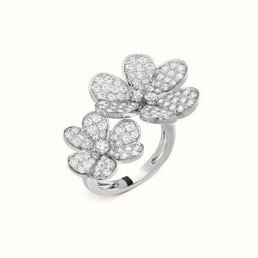Frivole White Double Pavé Flower Ring