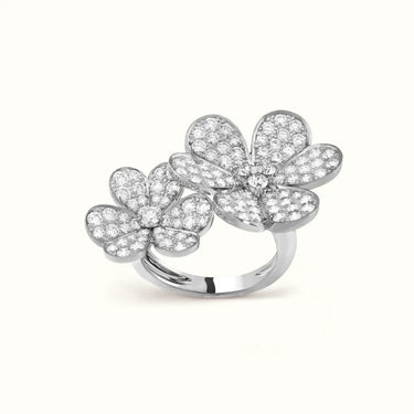 Frivole White Double Pavé Flower Ring