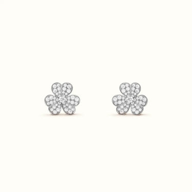 Frivole White Pavé Flower Earrings