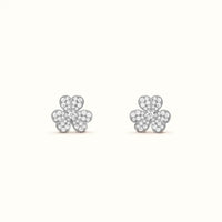 Frivole White Pavé Flower Earrings