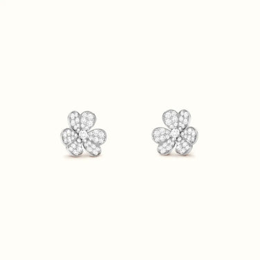 Frivole White Pavé Flower Earrings