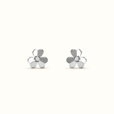 Frivole White Polished Petal Flower Earrings