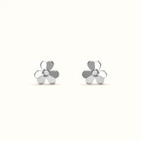 Frivole White Polished Petal Flower Earrings