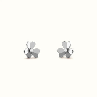 Frivole White Polished Petal Flower Earrings