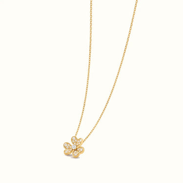 Frivole Pavé Four Petal Pendant Necklace