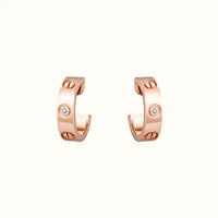 Love Rose Center Stone Screw Hoop Earrings