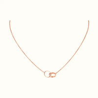 Love Rose Engraved Double Ring Necklace