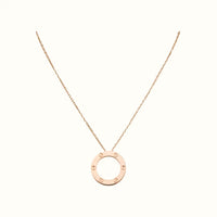 Love Rose Engraved Open Ring Pendant Necklace