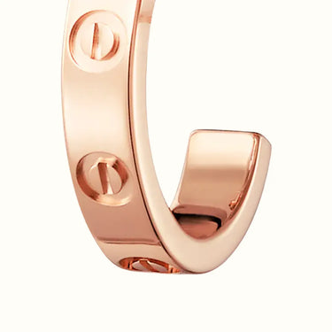 Love Rose Engraved Screw Hoop Earrings