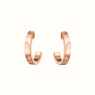 Love Rose Engraved Screw Hoop Earrings