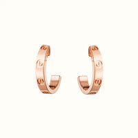 Love Rose Engraved Screw Hoop Earrings