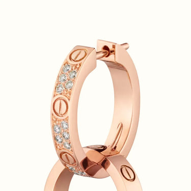 Love Rose Pavé Double Ring Drop Earrings