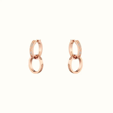 Love Rose Pavé Double Ring Drop Earrings