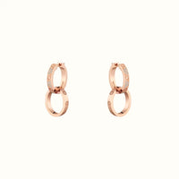 Love Rose Pavé Double Ring Drop Earrings
